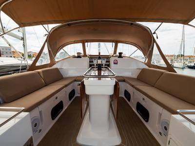 Deck of Andiamo, a Elan Impression 50 sailboat at Grad Biograd na Moru, Croatia