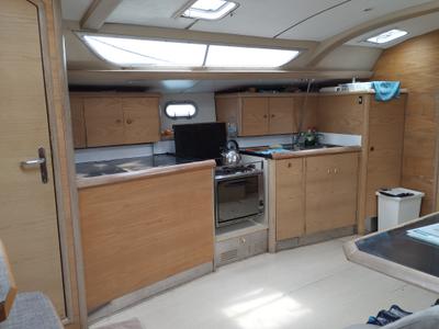 Galley of Epikouros, a Jeanneau Sun Odyssey 45.1 sailboat at Municipality of Kalamata, Greece