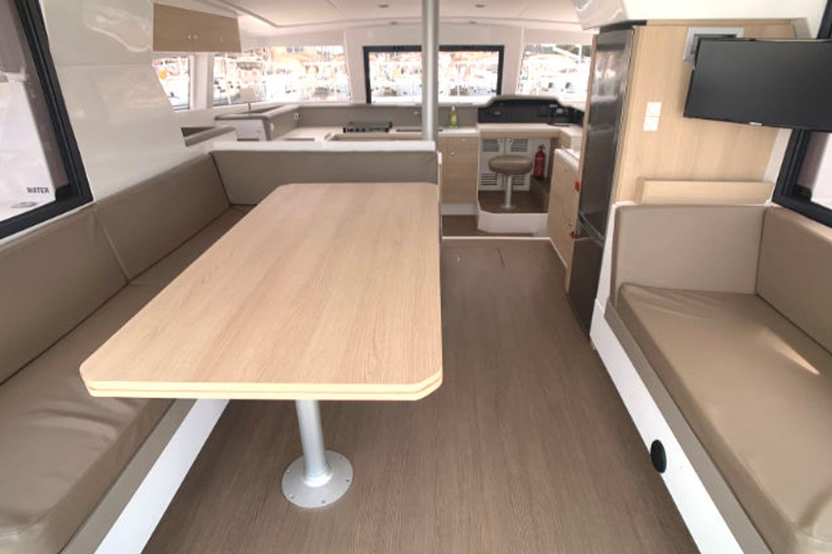 Salon of Jax, a Bali 4.1 catamaran at Općina Rogoznica, Croatia