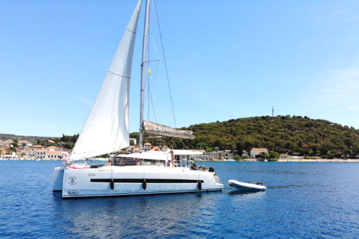 Exterior view of Jax, a Bali 4.1 catamaran at Općina Rogoznica, Croatia