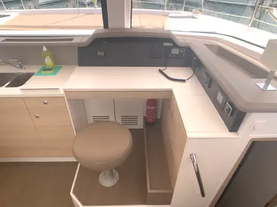 Galley of Jax, a Bali 4.1 catamaran at Općina Rogoznica, Croatia