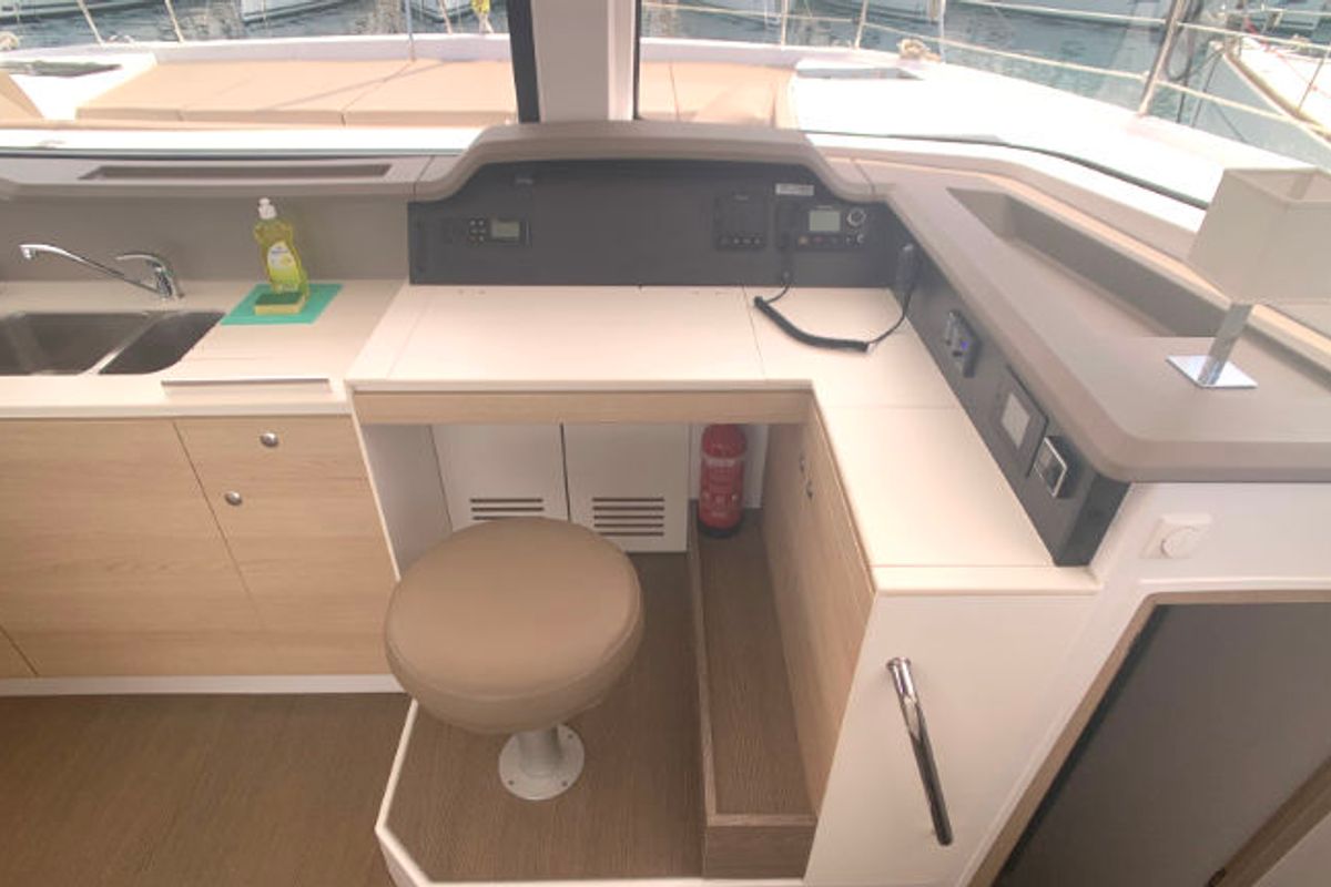 Galley of Jax, a Bali 4.1 catamaran at Općina Rogoznica, Croatia
