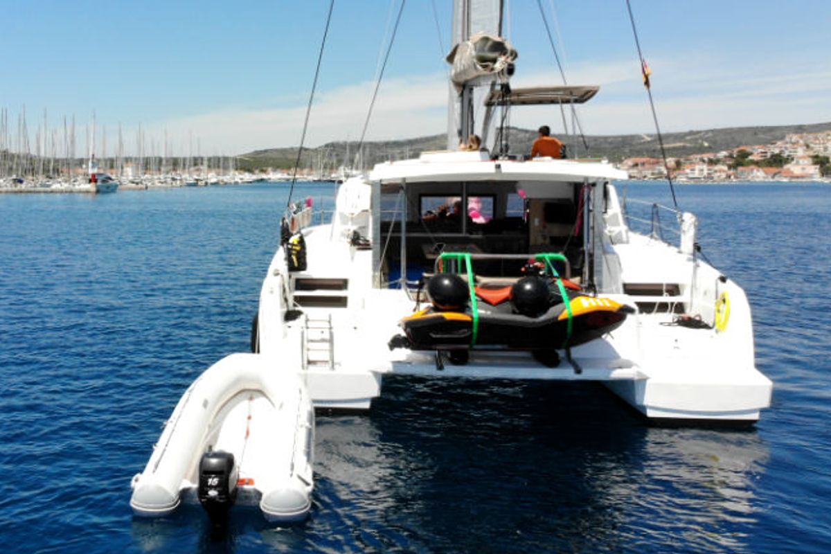 Exterior view of Jax, a Bali 4.1 catamaran at Općina Rogoznica, Croatia