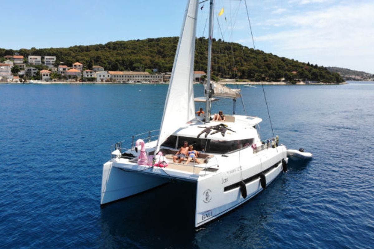 Exterior view of Jax, a Bali 4.1 catamaran at Općina Rogoznica, Croatia