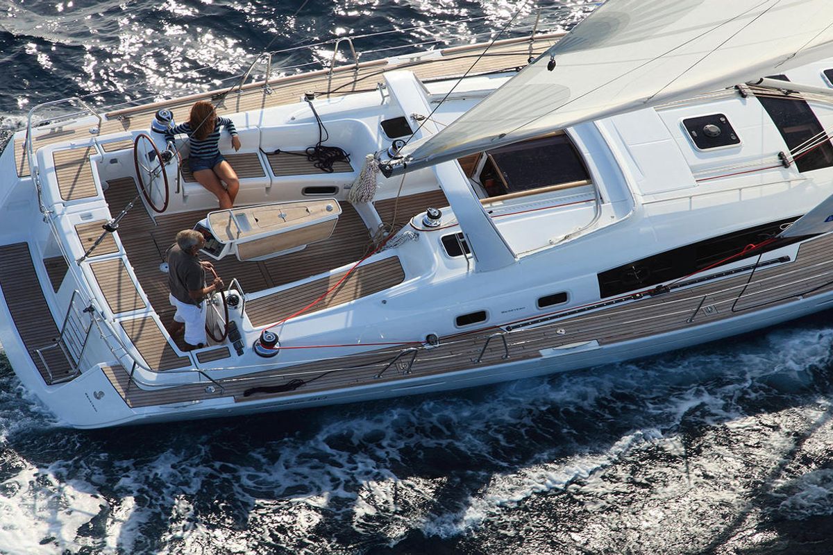 Exterior view of Anchorman, a Beneteau Oceanis 50 sailboat at Municipal Unit of Ellomenos, Greece