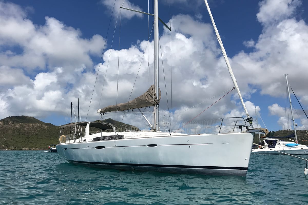 Exterior view of Anchorman, a Beneteau Oceanis 50 sailboat at Municipal Unit of Ellomenos, Greece
