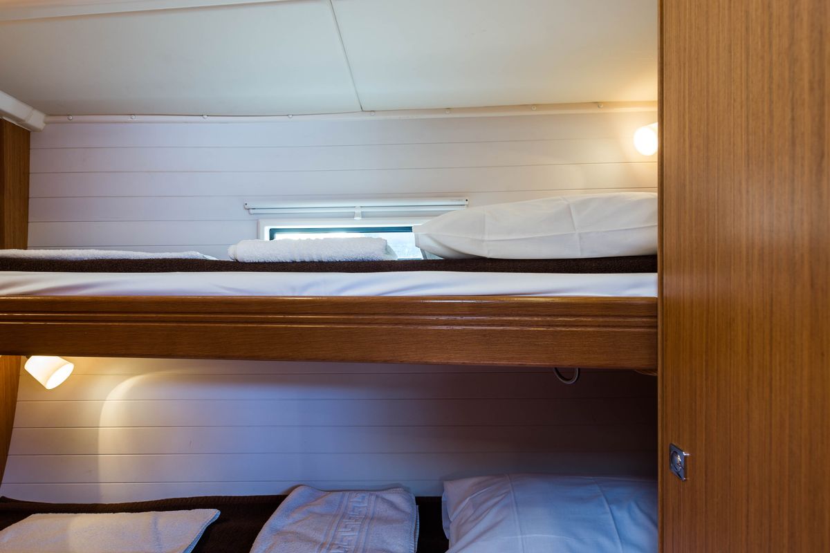 Cabin on Breathless, a Bavaria Cruiser 56 sailboat at Municipal Unit of Lefkada, Greece