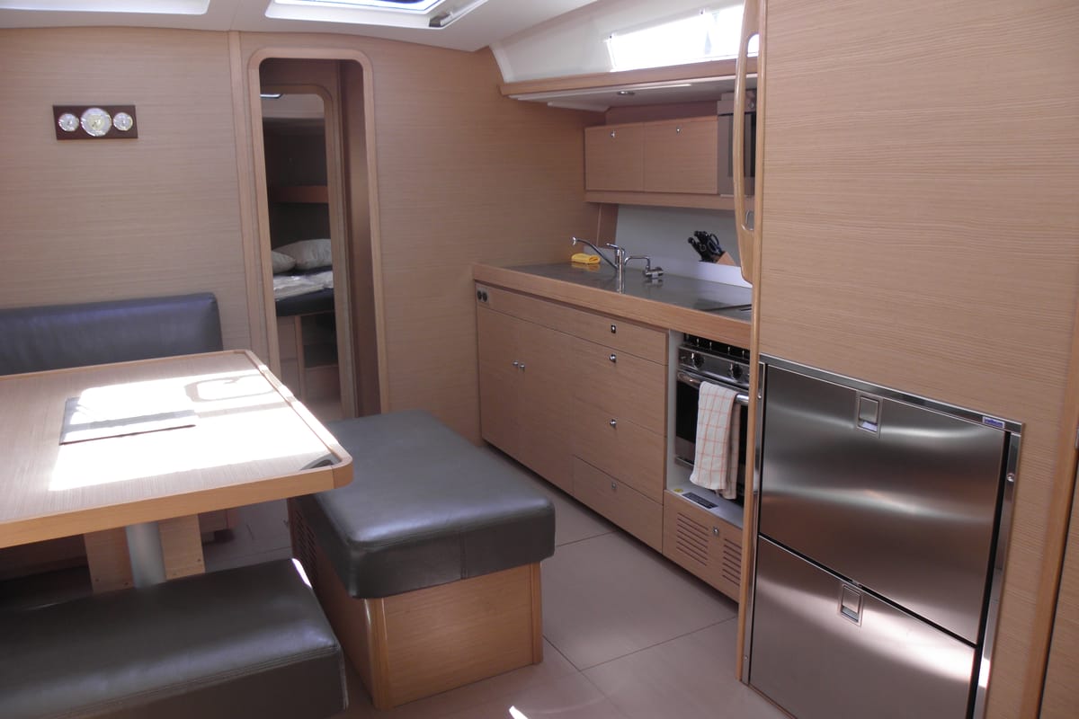 Salon of Newt, a Dufour 460 GL sailboat at Olbia, Italy