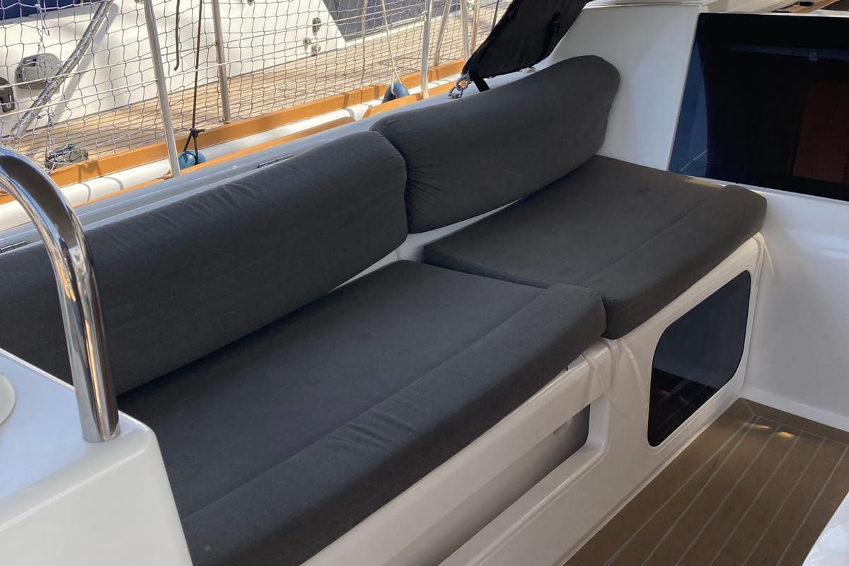 Head on Newt, a Dufour 460 GL sailboat at Olbia, Italy