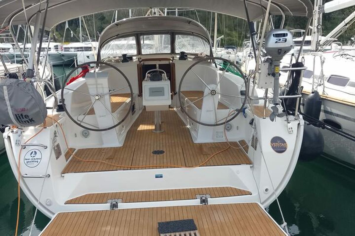 Cockpit of Summer Elli, a Bavaria Cruiser 41 sailboat at Palma de Mallorca, Spain