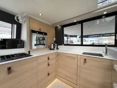 Galley of Good Luck, a Aventura Catamarans Aventura 45 catamaran at Grimaud, France