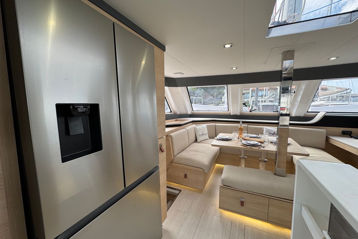 Salon of Good Luck, a Aventura Catamarans Aventura 45 catamaran at Grimaud, France