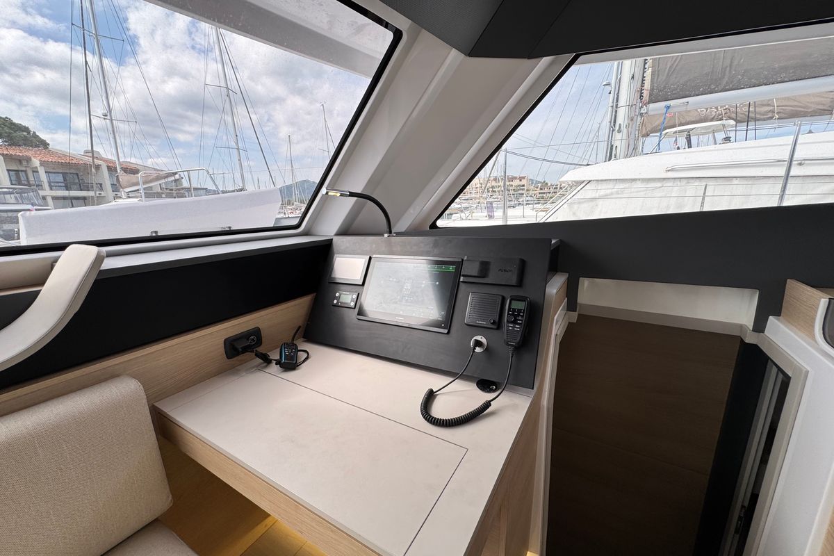 Cockpit of Good Luck, a Aventura Catamarans Aventura 45 catamaran at Grimaud, France