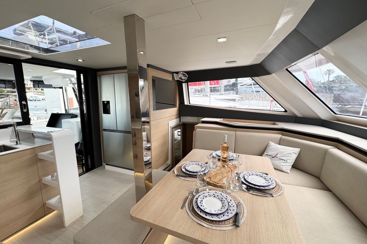 Salon of Good Luck, a Aventura Catamarans Aventura 45 catamaran at Grimaud, France