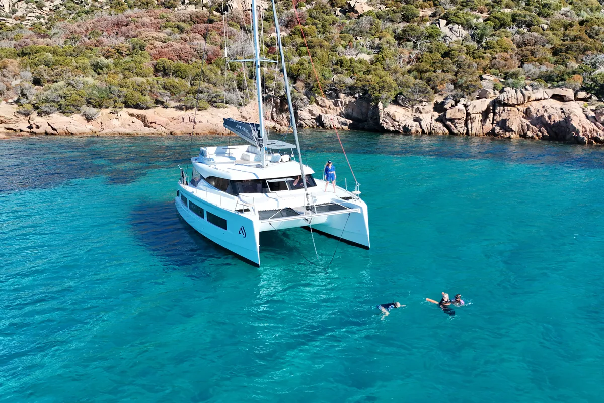 Exterior view of Good Luck, a Aventura Catamarans Aventura 45 catamaran at Grimaud, France