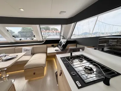 Salon of Good Luck, a Aventura Catamarans Aventura 45 catamaran at Grimaud, France