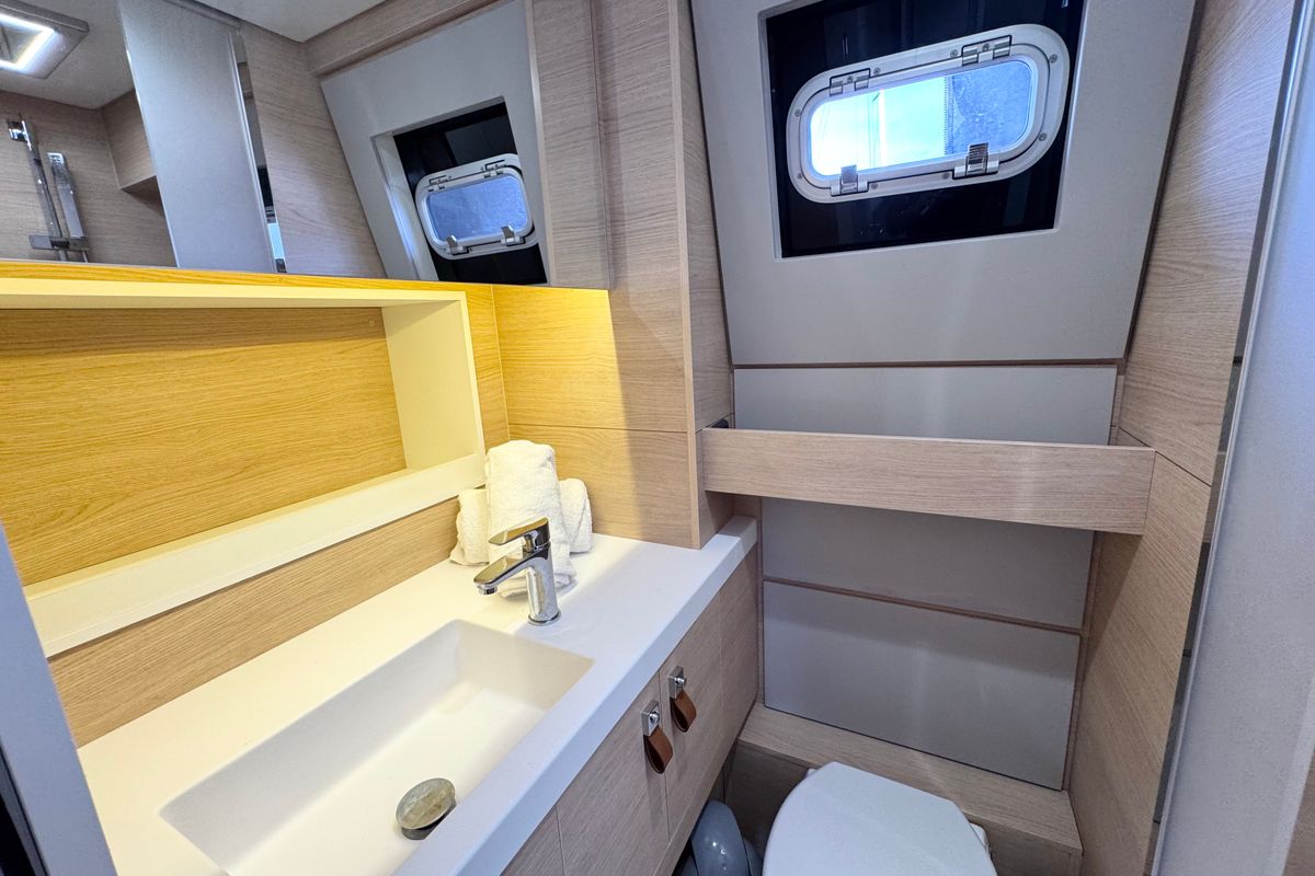 Head on Good Luck, a Aventura Catamarans Aventura 45 catamaran at Grimaud, France