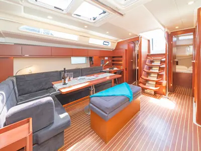Salon of El Grande, a Hanse Yachts Hanse 508 sailboat at Municipal Unit of Rhodes, Greece