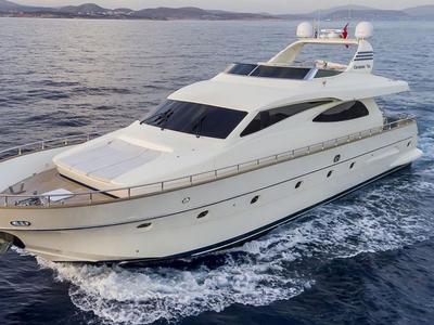 Exterior view of Why Not, a Canados 72 yacht at Cannigione, Italy