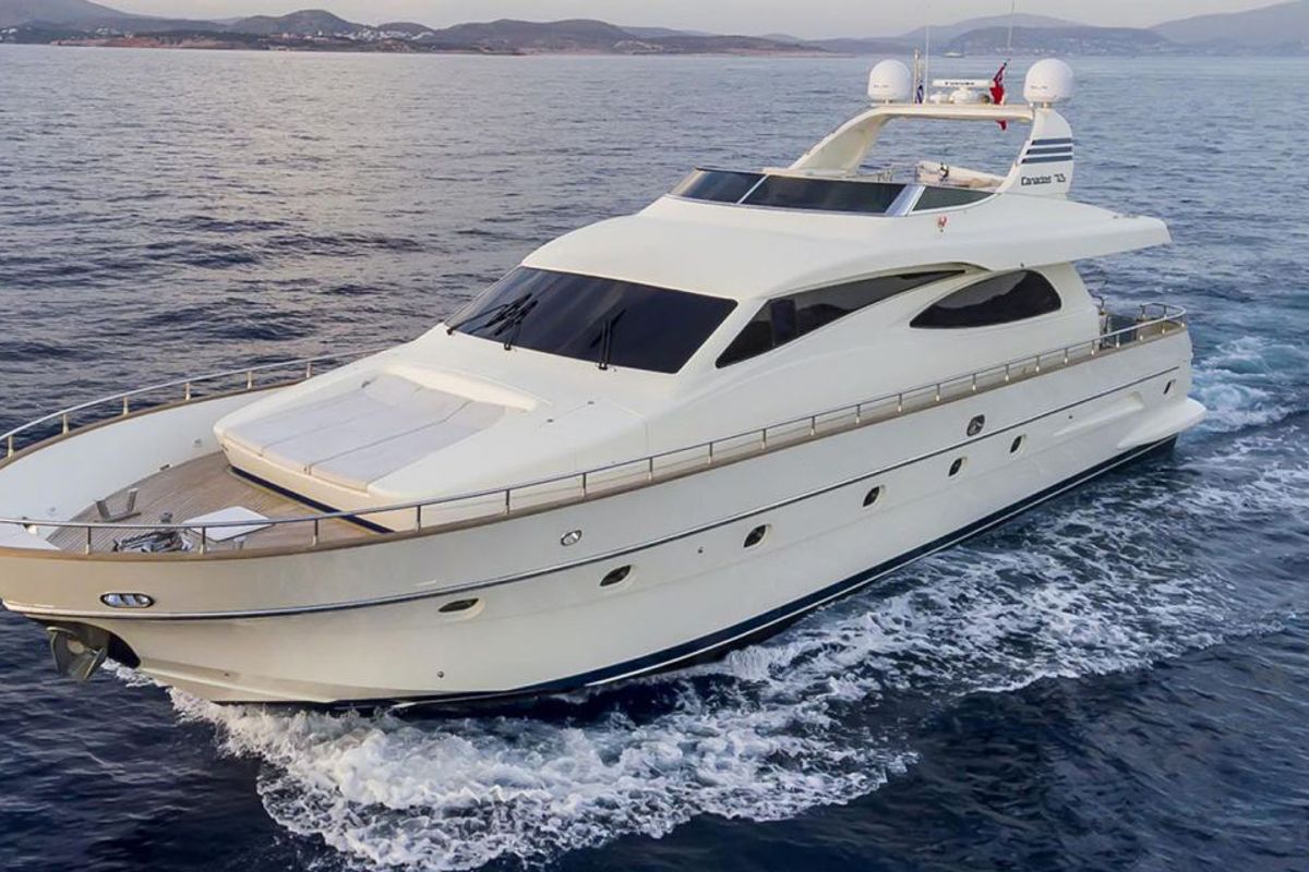 Exterior view of Why Not, a Canados 72 yacht at Cannigione, Italy