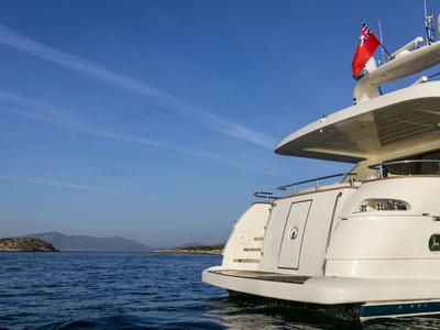 Deck of Why Not, a Canados 72 yacht at Cannigione, Italy