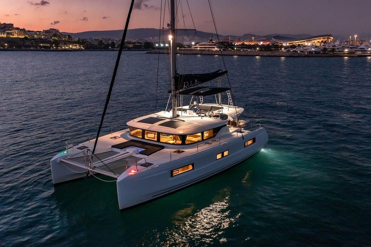 Exterior view of Paradise, a Lagoon 46 catamaran at Grad Trogir, Croatia