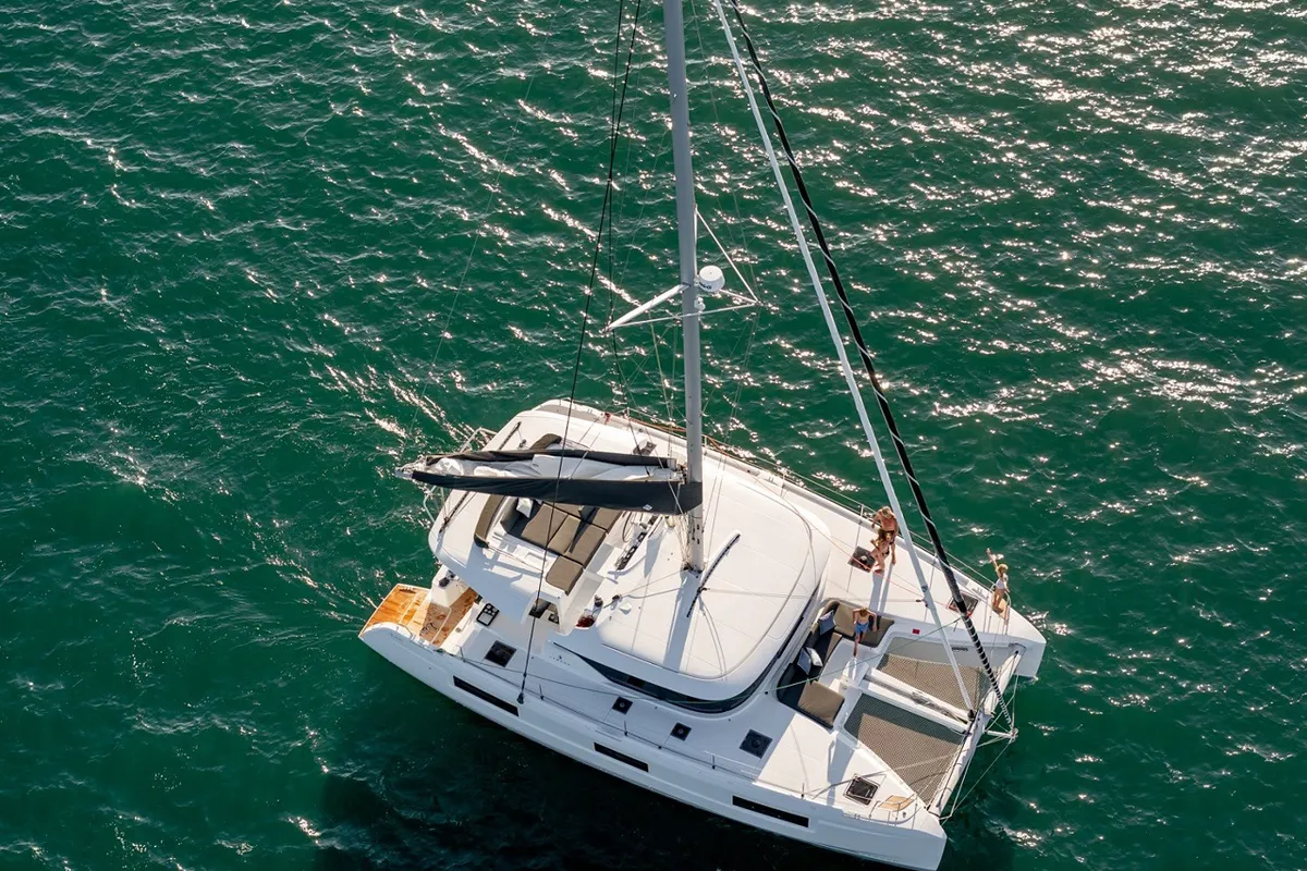 Exterior view of Paradise, a Lagoon 46 catamaran at Grad Trogir, Croatia