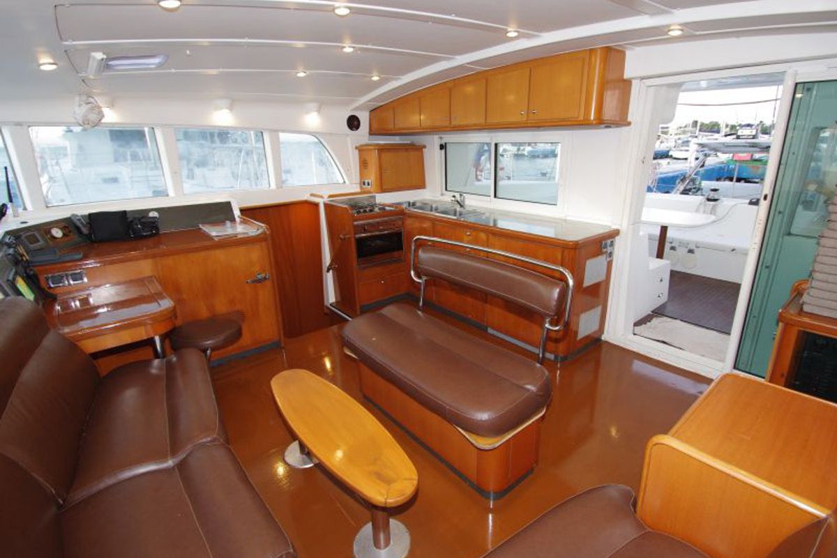 Salon of Victoria, a Lagoon 440 catamaran at Cienfuegos, Cuba