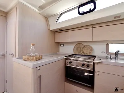 Galley of Orsa 4, a Beneteau Oceanis 51.1 sailboat at Cannigione, Italy