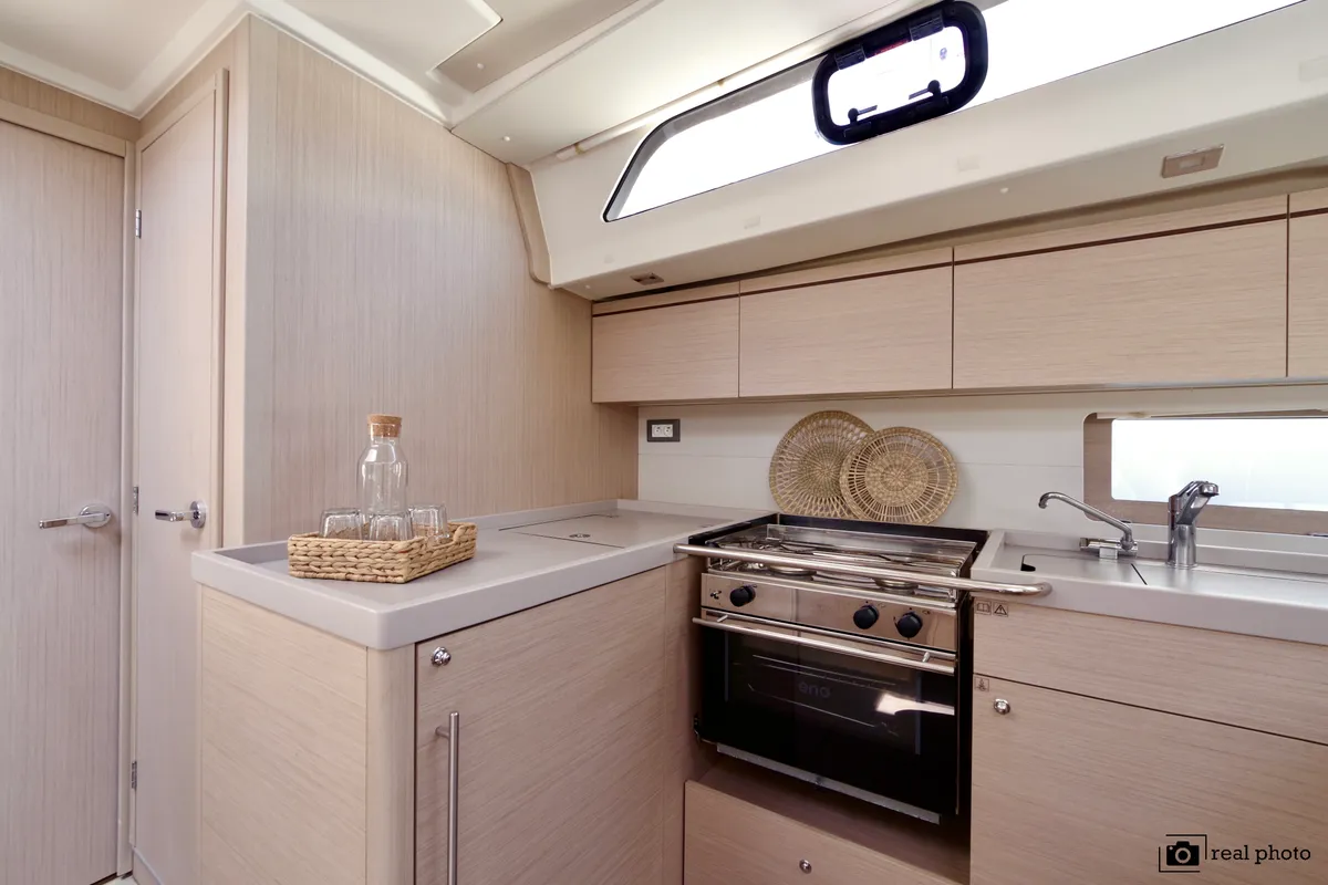 Galley of Orsa 4, a Beneteau Oceanis 51.1 sailboat at Cannigione, Italy