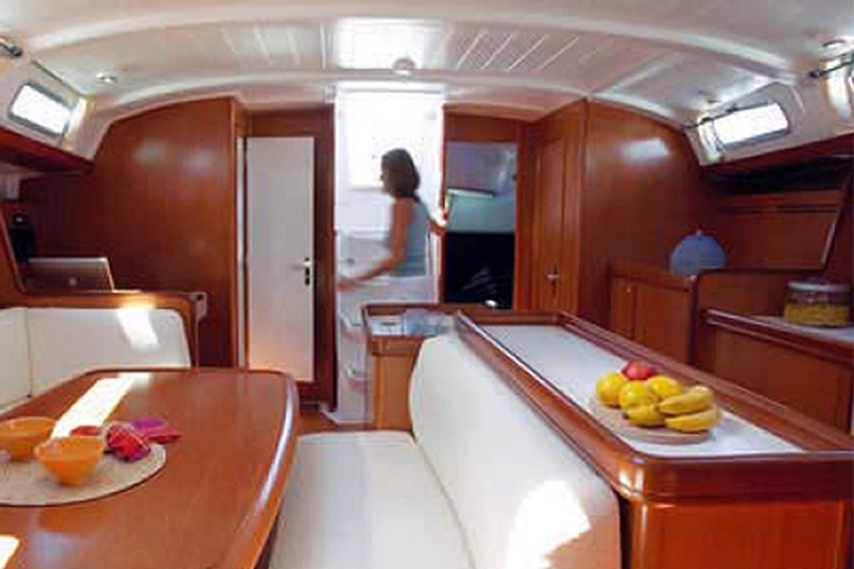 Salon of Lui, a Beneteau Cyclades 50.5 sailboat at Athens, Greece