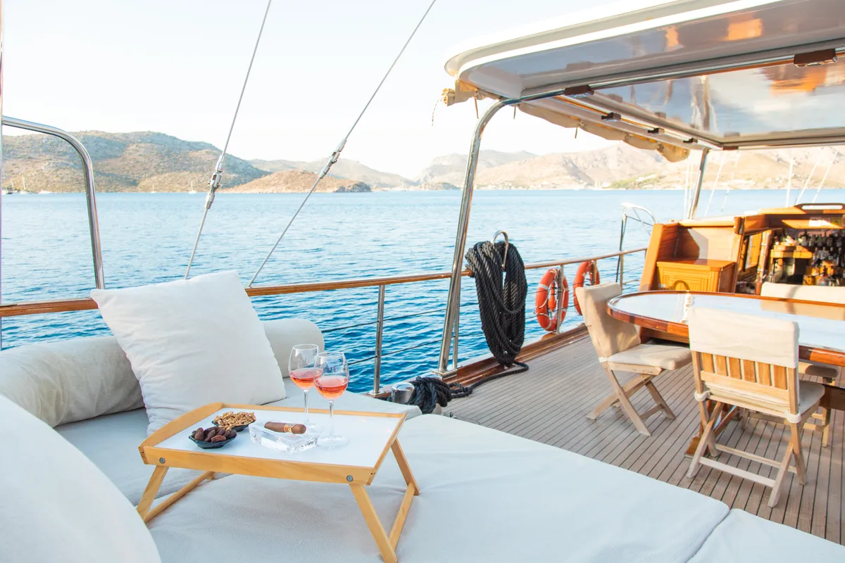 Salon of Derin Deniz, a Gulet Gulet gulet at Marmaris, Turkey