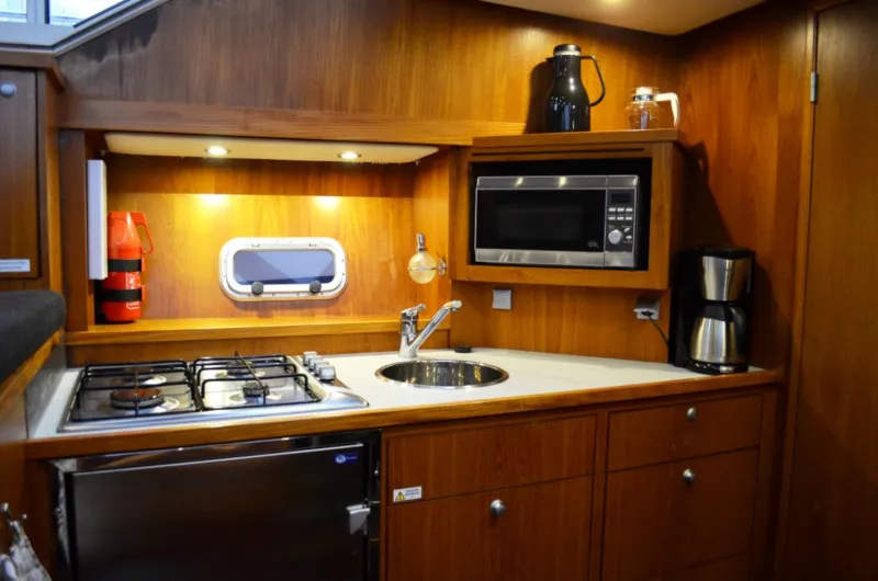 Galley of Drait 132, a De Drait Renal 36 motorboat at Drachten, Netherlands