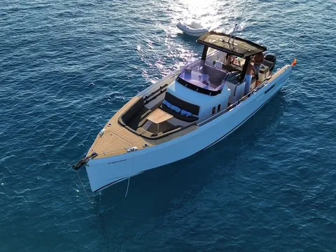 Fjord 38 Express, a Fjord Fjord 38 Express motorboat at Ibiza, Spain