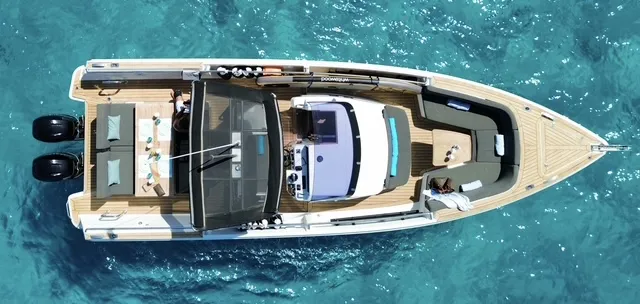 Fjord 38 Express, a Fjord Fjord 38 Express motorboat at Ibiza, Spain