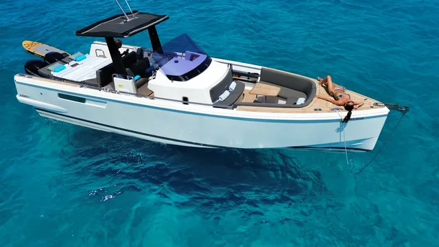 Fjord 38 Express, a Fjord Fjord 38 Express motorboat at Ibiza, Spain