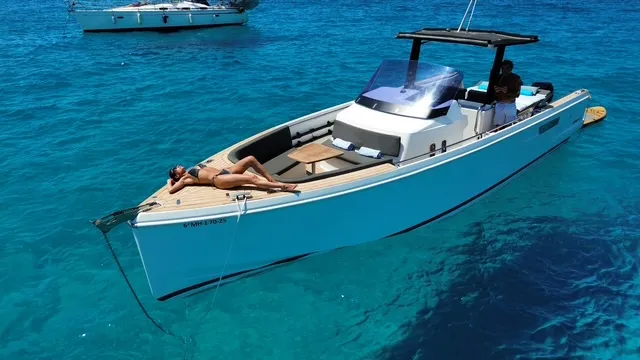 Fjord 38 Express, a Fjord Fjord 38 Express motorboat at Ibiza, Spain