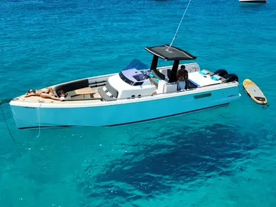 Fjord 38 Express, a Fjord Fjord 38 Express motorboat at Ibiza, Spain