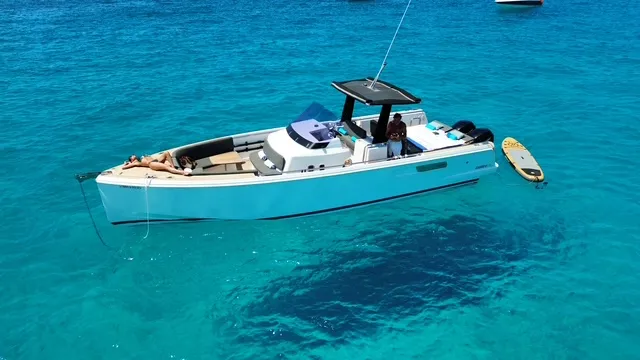 Fjord 38 Express, a Fjord Fjord 38 Express motorboat at Ibiza, Spain