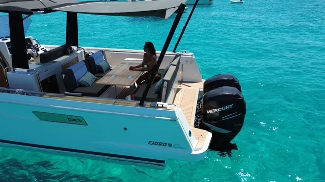 Fjord 38 Express, a Fjord Fjord 38 Express motorboat at Ibiza, Spain