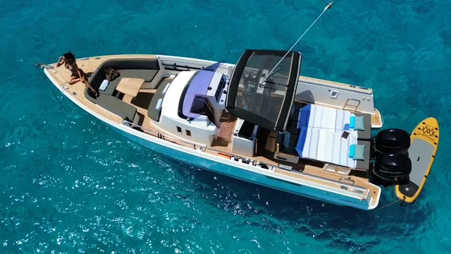 Fjord 38 Express, a Fjord Fjord 38 Express motorboat at Ibiza, Spain