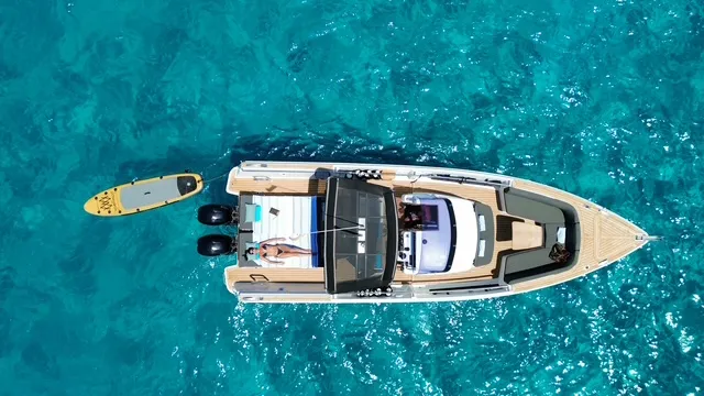 Fjord 38 Express, a Fjord Fjord 38 Express motorboat at Ibiza, Spain