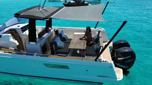 Fjord 38 Express, a Fjord Fjord 38 Express motorboat at Ibiza, Spain