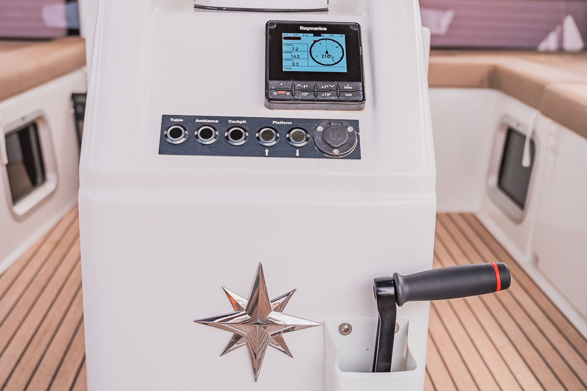 Cockpit of Jason, a Jeanneau Sun Odyssey 490 sailboat at Athens, Greece
