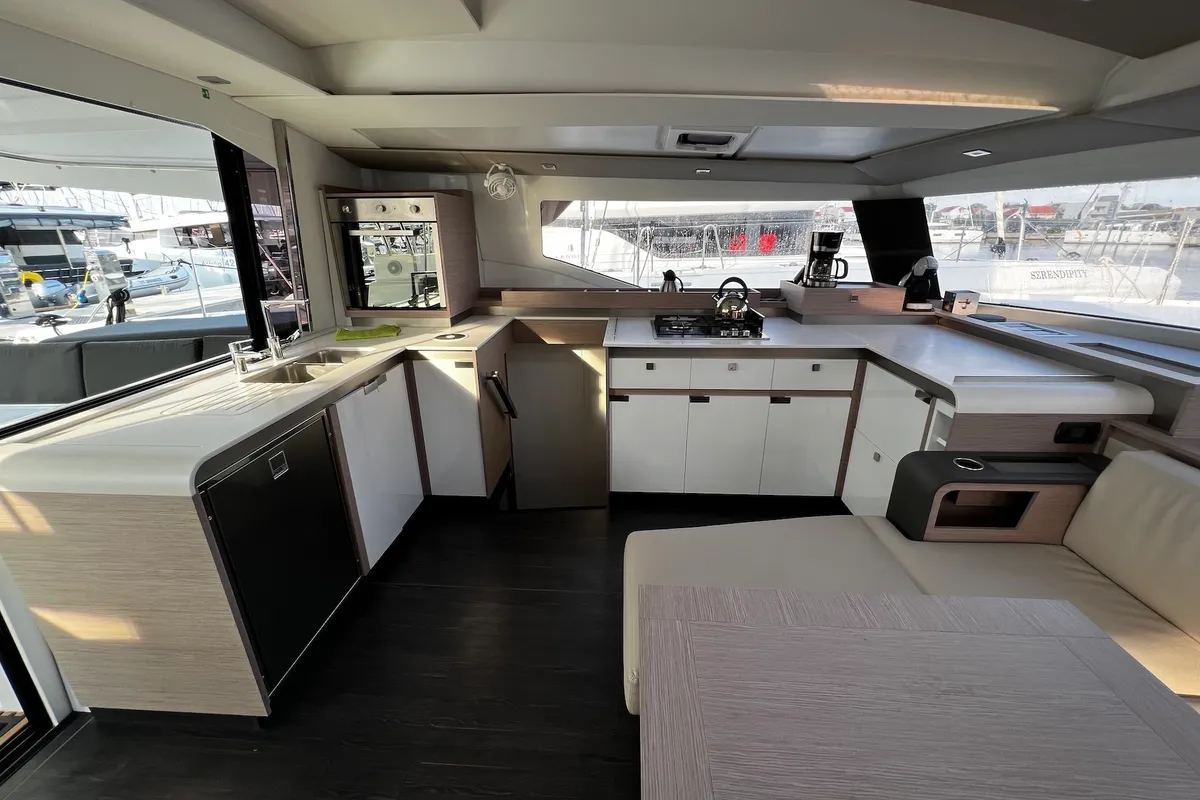 Galley of Santa Maria, a Fountaine Pajot Elba 45 catamaran at Općina Sukošan, Croatia