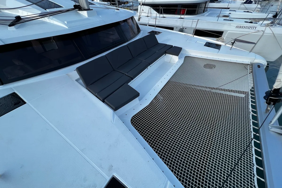 Deck of Santa Maria, a Fountaine Pajot Elba 45 catamaran at Općina Sukošan, Croatia