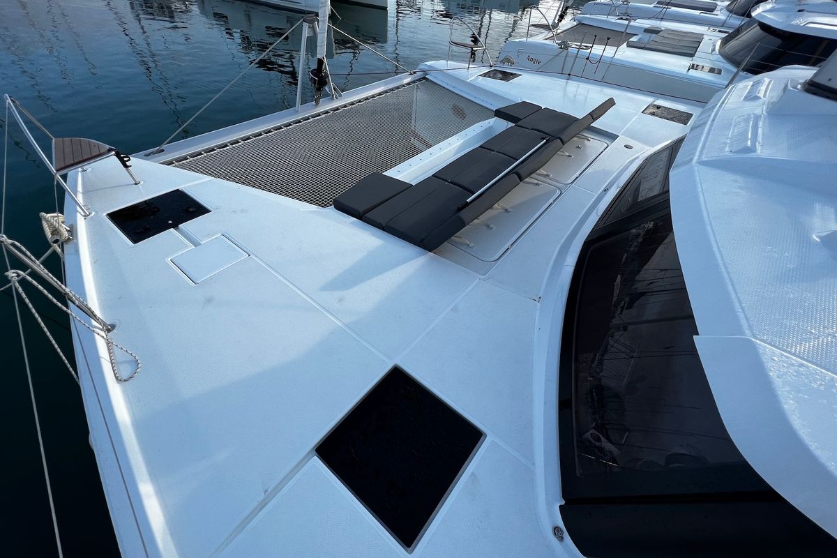 Deck of Santa Maria, a Fountaine Pajot Elba 45 catamaran at Općina Sukošan, Croatia