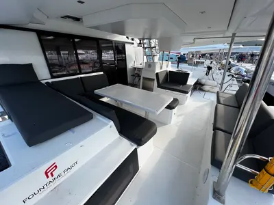 Deck of Santa Maria, a Fountaine Pajot Elba 45 catamaran at Općina Sukošan, Croatia