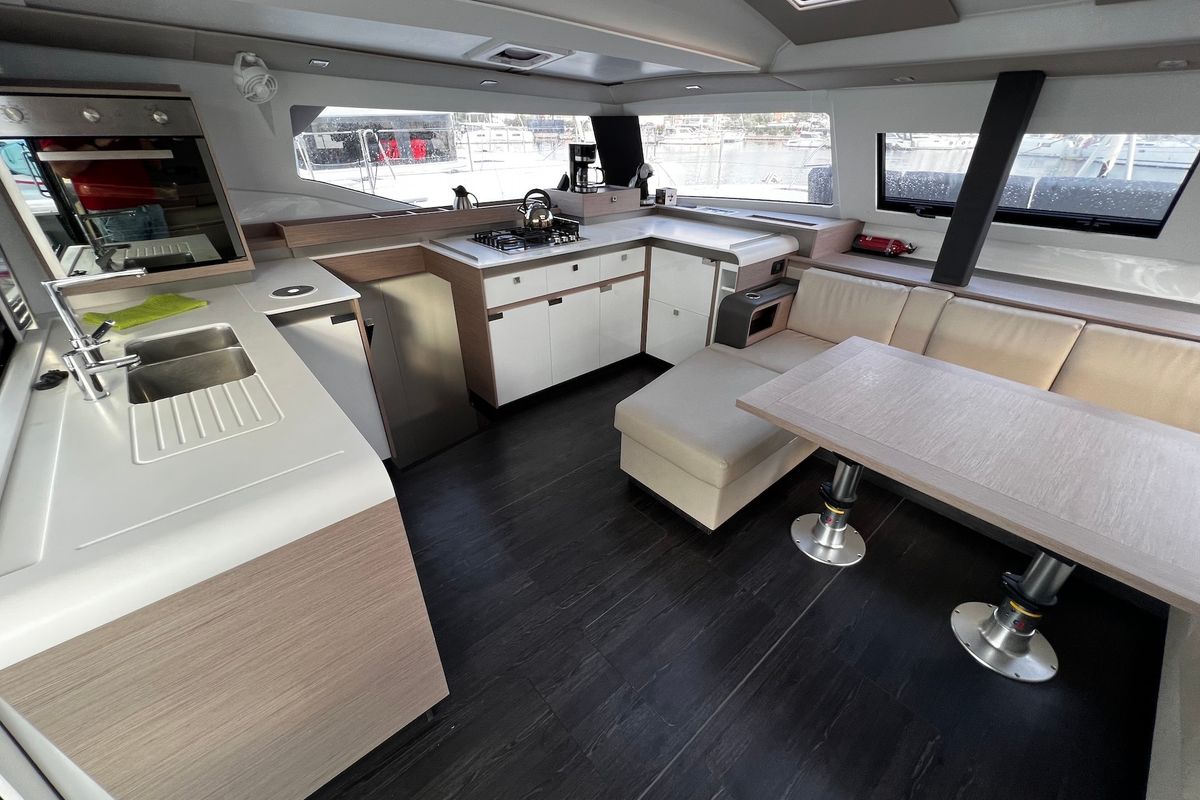 Galley of Santa Maria, a Fountaine Pajot Elba 45 catamaran at Općina Sukošan, Croatia
