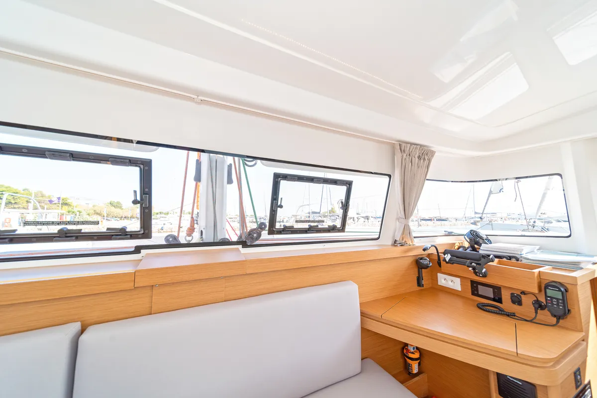 Salon of Luna, a Excess 11 catamaran at Gouvia, Greece